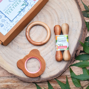 Bear + Stick + Ring Neem Wood Teethers Babycov