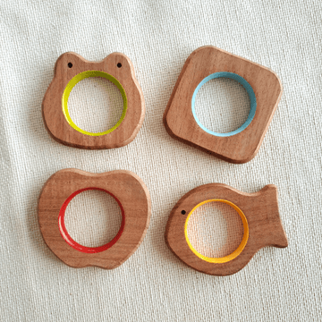 Frog Square Apple Fish Neem Wood Teethers Babycov