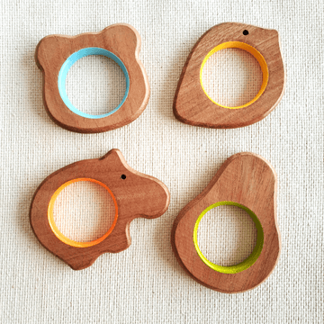 Bird Pear Hippo Panda Neem Wood Teethers Babycov