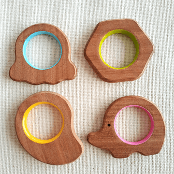 Elephant Mango Octopus Hexagon Neem Wood Teethers Babycov