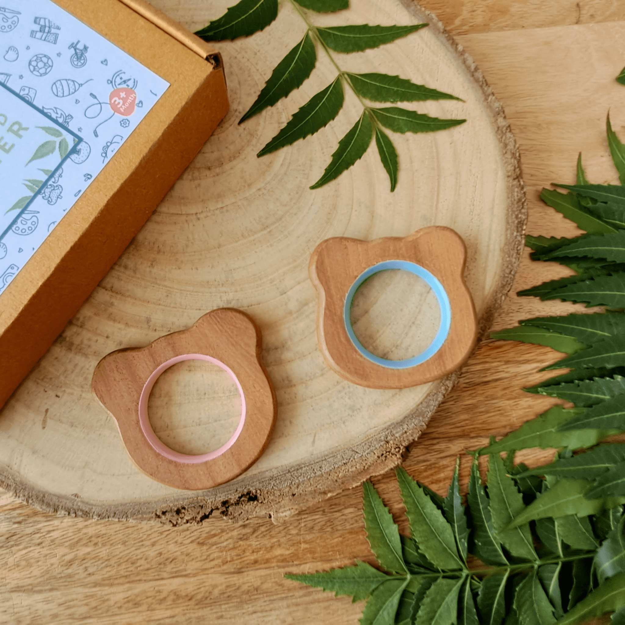 Bear and Panda Neem Wood Teethers for Baby