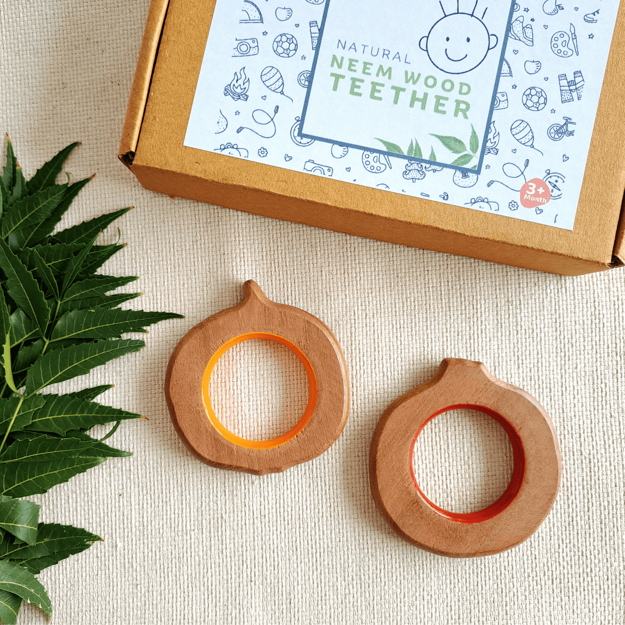 Orange and Pomegranate Neem Wood Teethers Babycov