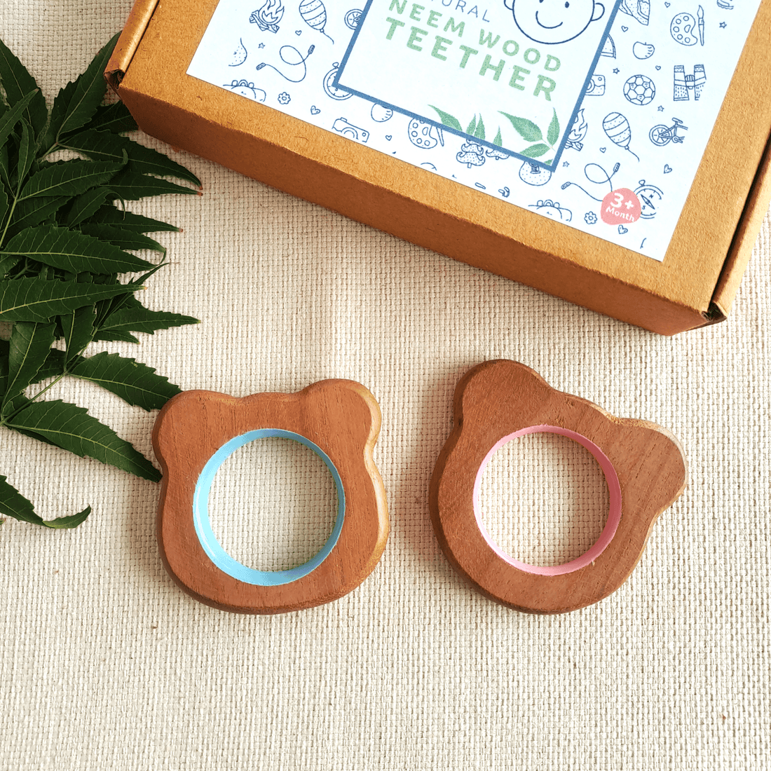 Bear and Panda Neem Wood Teethers for Baby