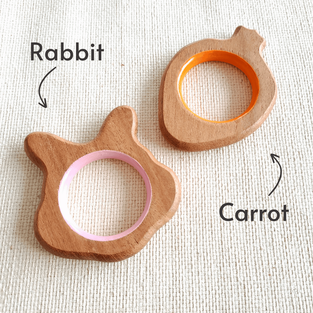 Rabbit and Carrot Neem Wood Teethers Babycov