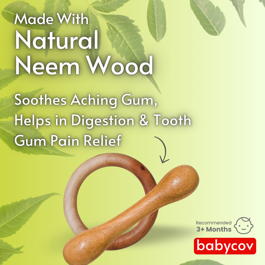 Porcupine + Stick + Ring Neem Wood Teether Babycov