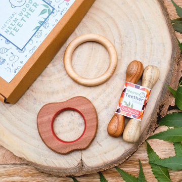 Apple + Stick + Ring Neem Wood Teethers Babycov